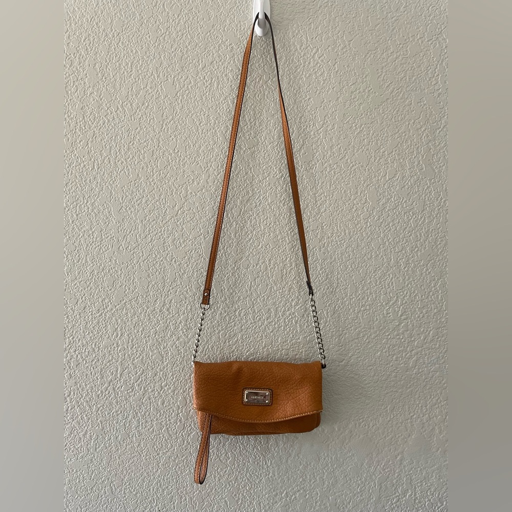 Nine West Fold-Over Crossbody Tan Leather Bag